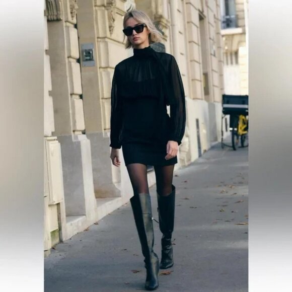 ZARA COMBINATION MINI DRESS - Picture 1 of 8